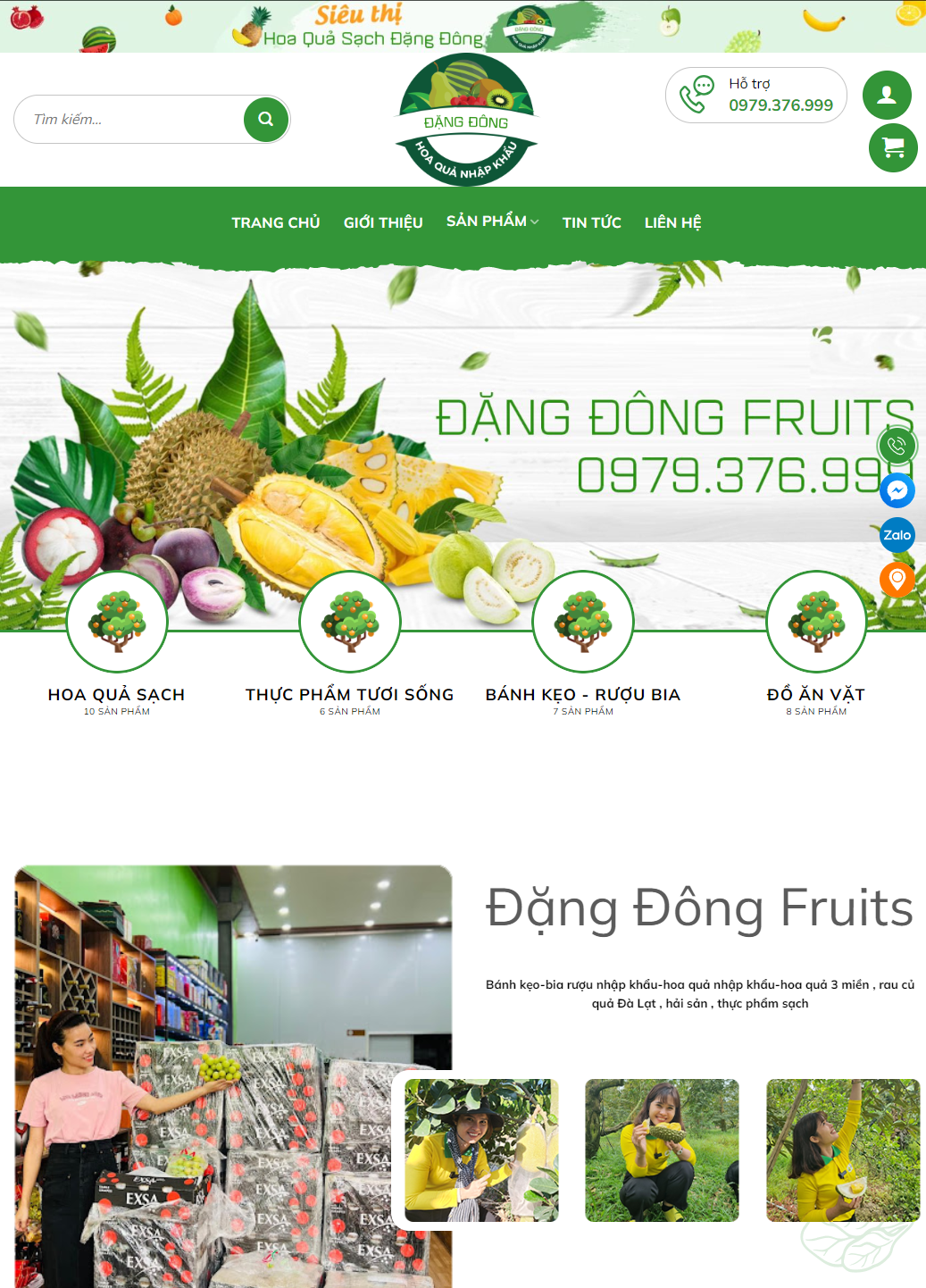 Web shop Hoa quả sạch Đặng Đông